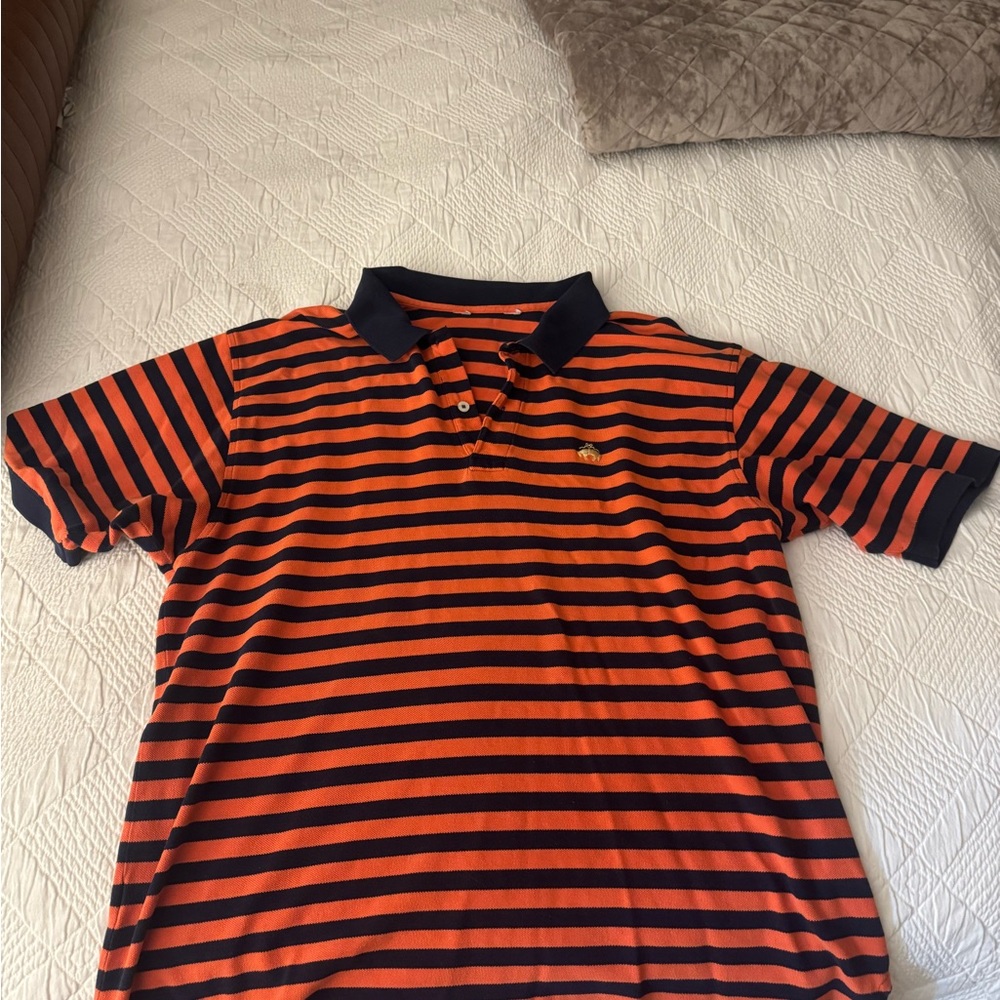 Brooks Brothers Orange and Black Striped Polo Shirt
